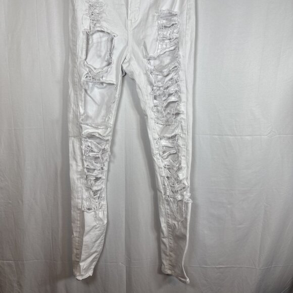 Aphrodite Jeans Womens Size 11 Skinny Jeans Rippped White Denim Jean Distressed - Picture 3 of 9